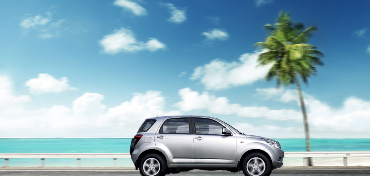 Rental car on a St. Maarten road.